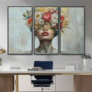 Golden Petal Wall Art Canvas Print - Silhouette Woman Wall