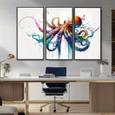 Watercolor Vibrant Octopus Wall Art Canvas Print | Abstract