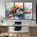 Watercolor Sea Turtle Wall Art Canvas Print - Vibrant Ocean