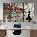 Banksy Wall Art - Banksy Girl and Butterfly Explosion Wall