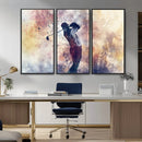 Abstract Watercolor Golf Player Wall Art Canvas Print