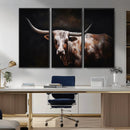Texas Longhorn Wall Art Canvas Print | Western Ranch Decor |