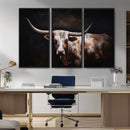 Texas Longhorn Wall Art Canvas Print | Western Ranch Decor |