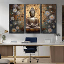 Golden Buddha Wall Art Canvas Print | Zen Meditation Floral by MyGreatCanvas | Canvas Wall Art Prints | Photo Prints & Wall Decor