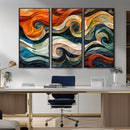 Abstract Wave Wall Art | Ready to Hang Framed Canvas Print |