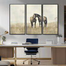 Chines Style Grunge Horses Wall Art Canvas Print
