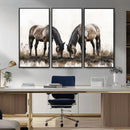 Chines Ink Style Horses Wall Art Canvas Print