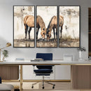 Vintage Horses Wall Art | Ready to Hang and Framed Triptych by MyGreatCanvas | Canvas Wall Art Prints | Photo Prints & Wall Decor