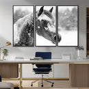 Black Horse Winter Wall Art | Ready to Hang and Framed |