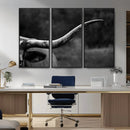 Cow Longhorn Wall Art | Black and White Print | Ready to by MyGreatCanvas | Canvas Wall Art Prints | Photo Prints & Wall Decor