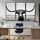 Longhorn Bull Canvas Print | Rustic Farmhouse Wall Art |