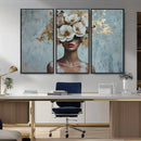 Golden Petal Wall Art - Petal Silhouette Woman Wall Art by MyGreatCanvas | Canvas Wall Art Prints | Photo Prints & Wall Decor