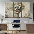 Abstract Floral Women Patel Wall Art Canvas Print