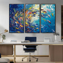 Colorful Swirling Fish School Wall Art Canvas Print |