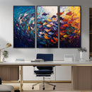 Vibrant Abstract Fish Swarm Art – Colorful Fish Inspired