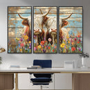 Cute Highland Cow Canvas Wall Art - Rustic Farmhouse Decor