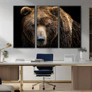Grizzly Brown Bear Canvas Wall Art, Wildlife Animal Canvas