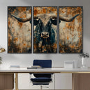 Longhorn Wall Art – Rustic Western Bull Canvas Print, Modern