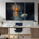 Abstract Swan on Water Wall Art Canvas Print - Elegant