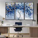 Blue and Gold Abstract Tree Wall Art Canvas Print | Modern