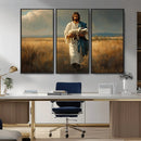 Jesus Shepherd Wall Art | Ready to Hang Triptych Canvas of