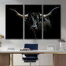 Texas Black Longhorn Bull Wall Art Canvas Print - Western by MyGreatCanvas | Canvas Wall Art Prints | Photo Prints & Wall Decor