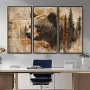 Rustic Grizzly Bear Wall Art, Abstract Grizzly 399 Bear Wall