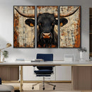 Rustic Texas Artwork Wall Art Canvas Print - Abstract Cow