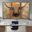Abstract Cow Longhorn Bull Wall Art Canvas Print - Rustic by MyGreatCanvas | Canvas Wall Art Prints | Photo Prints & Wall Decor