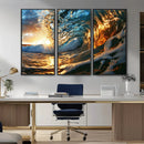 Ocean Wave at Sunset Canvas Wall Art – Vibrant Coastal Beach