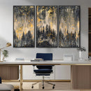 Golden Forest Abstract Wall Art | Dark Forest with Gold