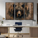 Rustic Grizzly 399 Wall Art | Triptych Canvas Print | Rustic