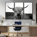 Highland Cow Wall Art | Black and White Farmhouse Decor |