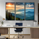 Sunrise Over Mountain Range Wall Art Canvas Print, Farmhouse