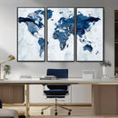 Modern Blue World Map Canvas Print – Framed Wall Art, by MyGreatCanvas | Canvas Wall Art Prints | Photo Prints & Wall Decor