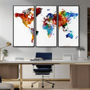 Colorful World Map Canvas Wall Art Print, Contemporary