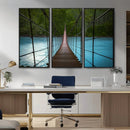 Suspension Bridge Over River Canvas Art | 3-Panel Nature by MyGreatCanvas | Canvas Wall Art Prints | Photo Prints & Wall Decor