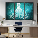 Green Octopus Abstract Wall Art Canvas Print