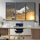 Large Wall Art Canvas Print – White Jumping Horse Sunset