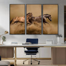 Large Wall Art Canvas Print – Two Running Brown Horses