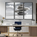 Still Life Black and White Zen Stones Wall Art Canvas,