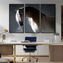 Large Wall Art Cream Colored Horse on Grey Background Canvas