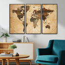 Push Pin World Map Canvas Print – Framed Travel Tracker Wall