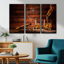 Whiskey and Cigar Wall Art Canvas | 3 Panel Bar Room Decor by MyGreatCanvas | Canvas Wall Art Prints | Photo Prints & Wall Decor