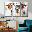 Vintage World Map Canvas Wall Art Print, Warm Tone Global