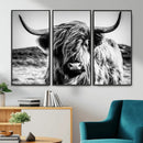 Highland Cow Wall Art – Black and White Framed Farmhouse by MyGreatCanvas | Canvas Wall Art Prints | Photo Prints & Wall Decor