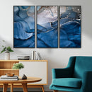 Navy Blue Canvas Art Abstract Print – Elegant Triptych