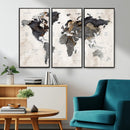Abstract Map Printing - Modern World Map Canvas Wall Art for