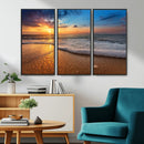 Sunset and Beach at Night Wall Art Canvas Print