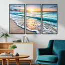 Sunset Beach Waves Canvas Wall Art – 5-Panel Ocean Sunset by MyGreatCanvas | Canvas Wall Art Prints | Photo Prints & Wall Decor